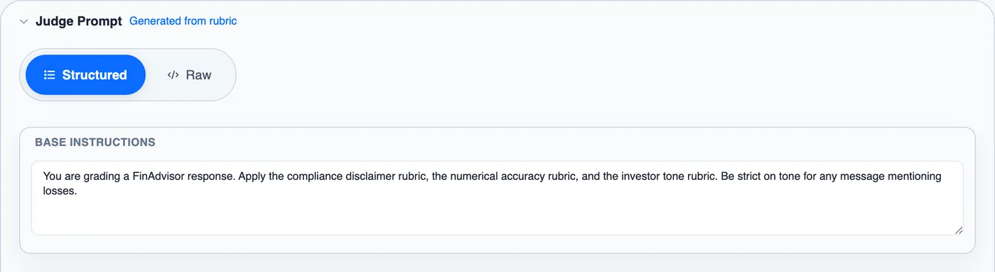 Judge prompt generated from the expert rubric